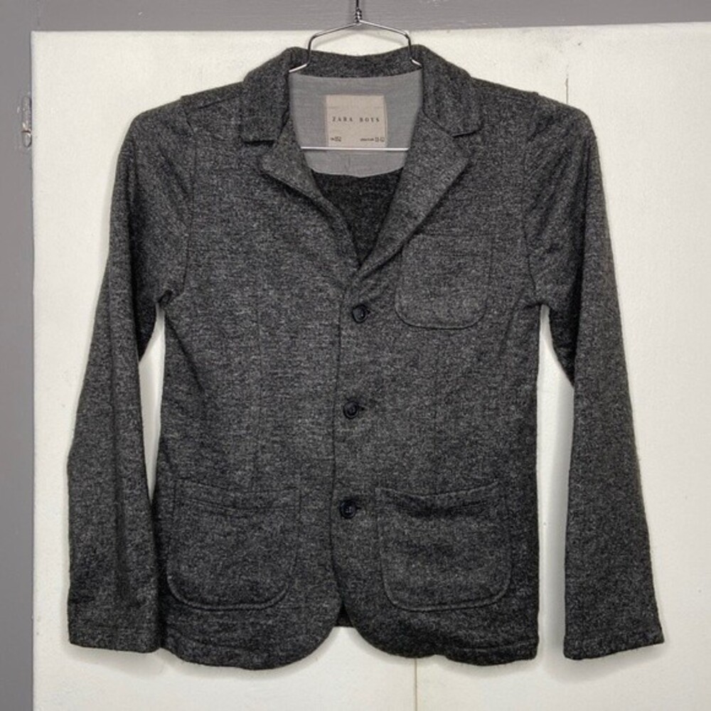 ZARA Boys Wool Jacket Sportcoat Blazer 2 button Age 11-12 Years Gray stretch